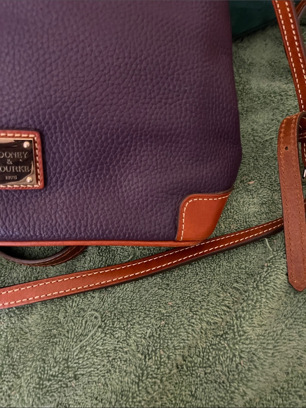 Dooney & Bourke Purple Leather Crossbody with Orange Trim - Picture 8 of 10